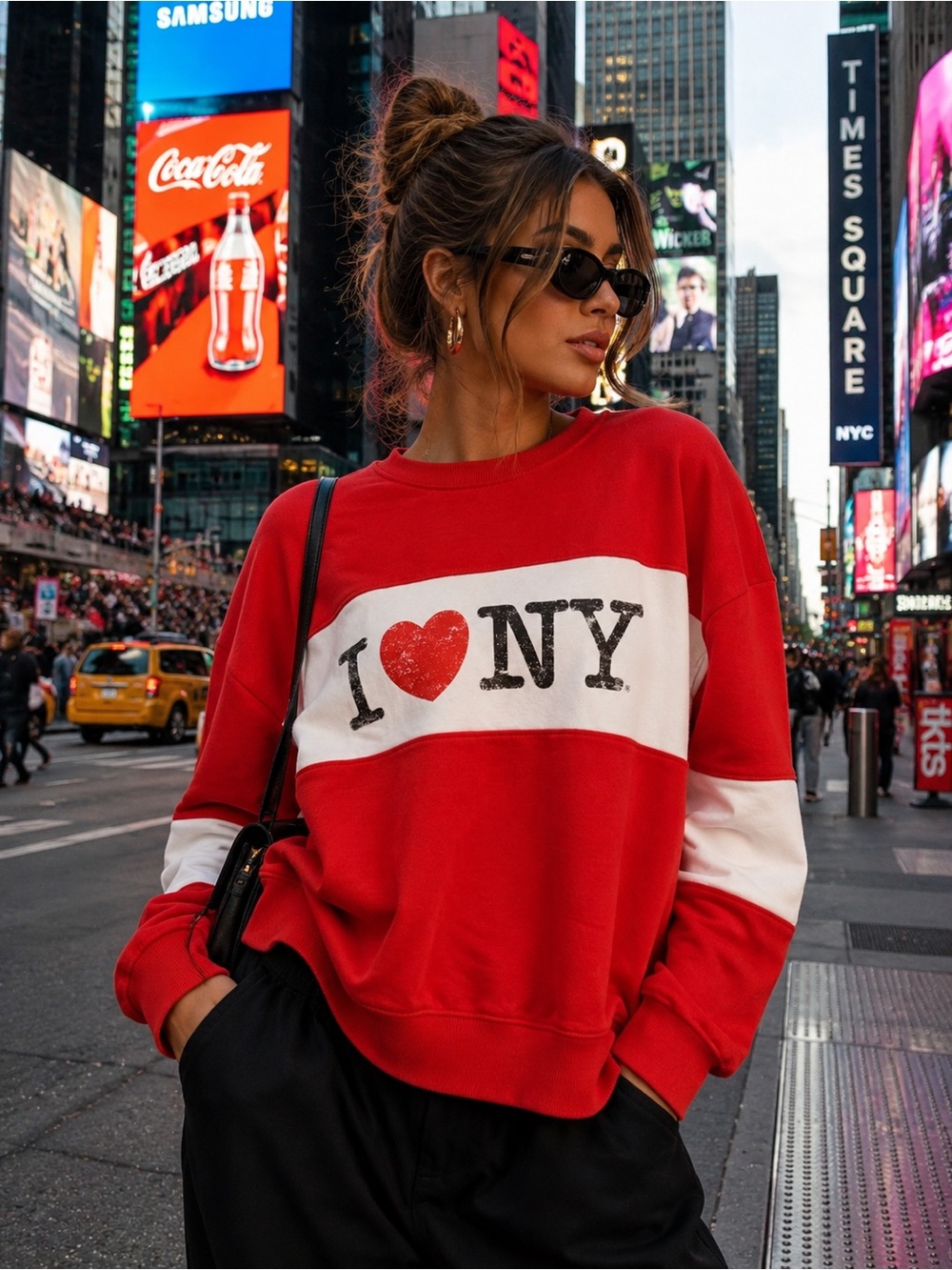Cotton On Red and White 'I ♥ NY' Women's Pullover Sweatshirt